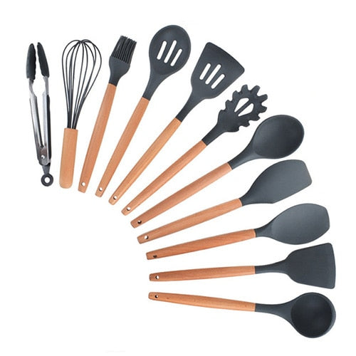 Silicone Kitchenware Cooking Utensils Set Heat Resistant Kitchen Non-Stick Cooking Utensils Baking Tools With Storage Box Tools