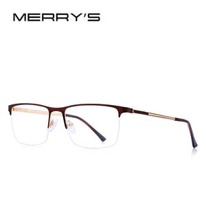 MERRYS DESIGN Men Titanium Glasses Frame Ultralight Square Eye Myopia Prescription Eyeglasses Male Half Optical Frame S2014