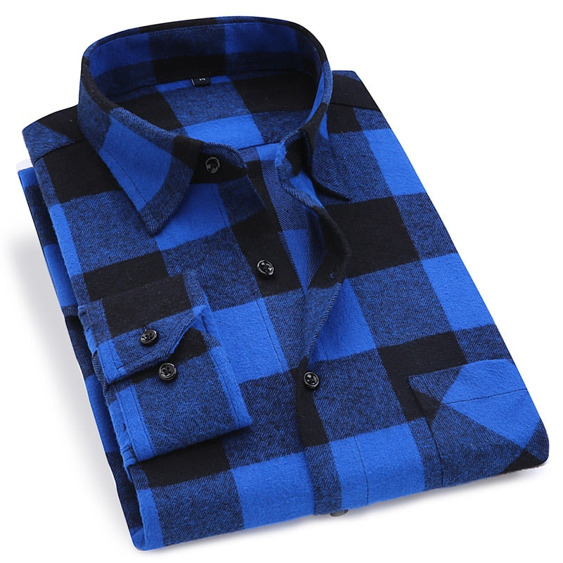 Men Flannel Plaid Shirt 100% Cotton 2020 Spring Autumn Casual Long Sleeve Shirt Soft Comfort Slim Fit Styles Brand Man Plus Size