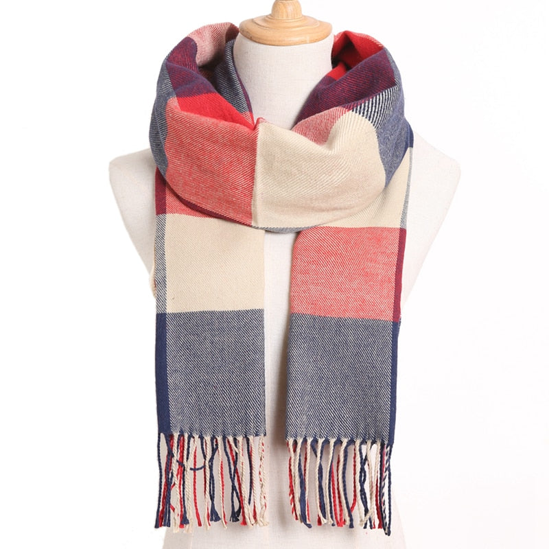 [VIANOSI] 2020 Plaid Winter Scarf Women Warm Foulard Solid Scarves Fashion Casual Scarfs Cashmere Bufandas Hombre