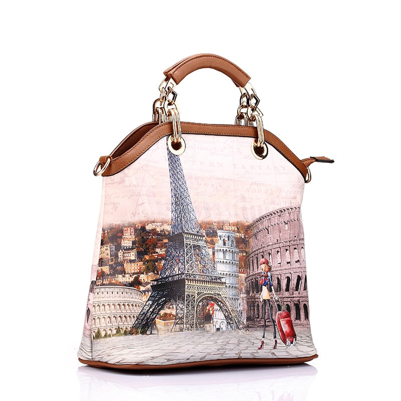 REALER woman 3 pcs printed handbag women large tote bag artificial leather shoulder messenger bags female small coin purse