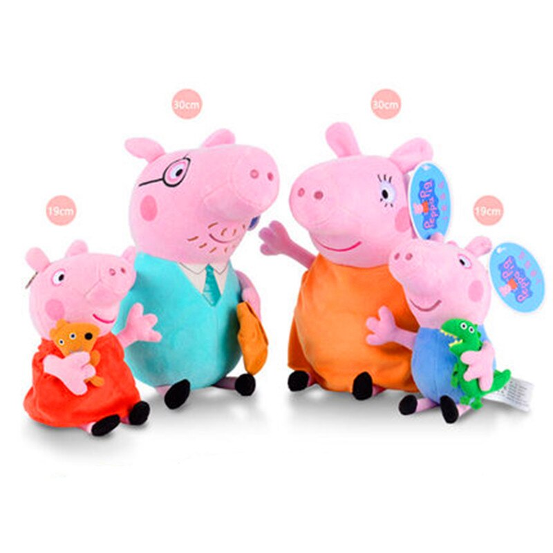 4 pièces/ensemble Peppa Pig George peluche peluche 19/30cm Peppa Pig fête de famille poupées noël nouvel an cadeau pour fille son Original
