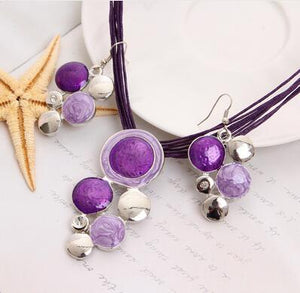 Fashion Brand Jewelry Sets Blue Rope Chain Round Beads Pendant Necklace Drop Earring High Quality Free Shipping Wedding Jewelry
