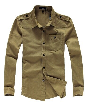 Men's Army Long Sleeve Slim Shirts