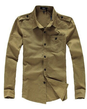 Men's Army Long Sleeve Slim Shirts