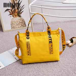 Monsisy Canvas Bag For Women 2020 Girl Handbag Tote Shoulder Bag Pocket Casual Girl Travel Shopping Messenger Bag bolsa feminina