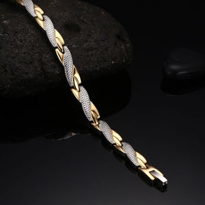 Vinterly Energy Magnetic Bracelet Men Gold-color Chain Health Bracelet Male Germanium Stainless Steel Magnetic Bracelets for Men
