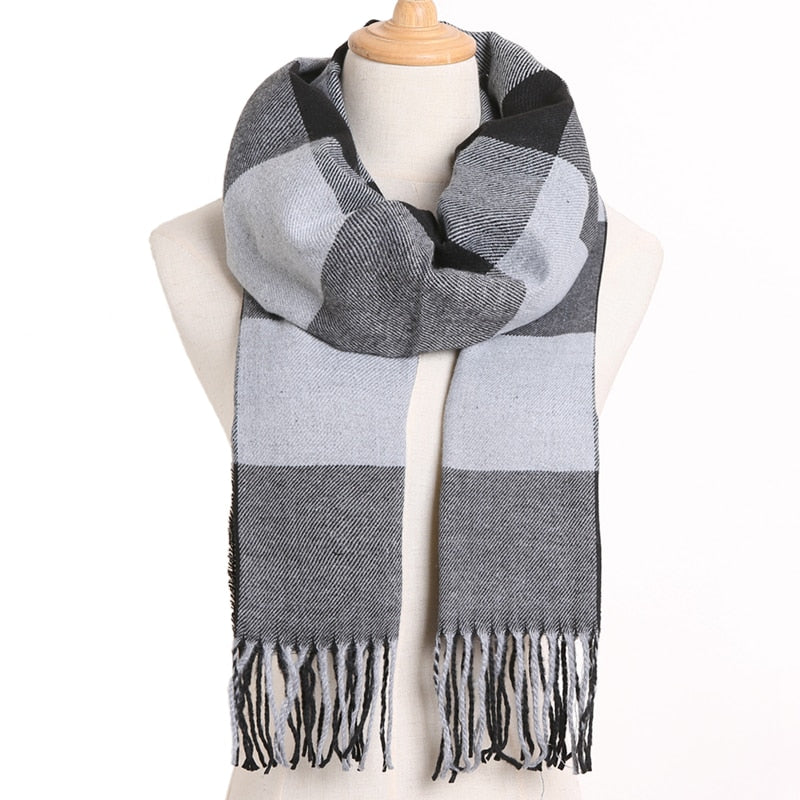 [VIANOSI] 2020 Plaid Winter Scarf Women Warm Foulard Solid Scarves Fashion Casual Scarfs Cashmere Bufandas Hombre