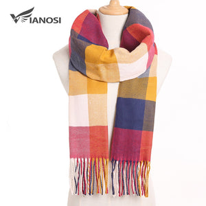 [VIANOSI] 2020 Plaid Winter Scarf Women Warm Foulard Solid Scarves Fashion Casual Scarfs Cashmere Bufandas Hombre