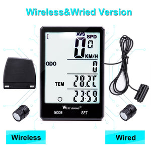 WEST BIKING Waterproof Bicycle Computer With Backlight Wireless Wired Bicycle Computer Bike Speedometer Odometer Bike Stopwatch