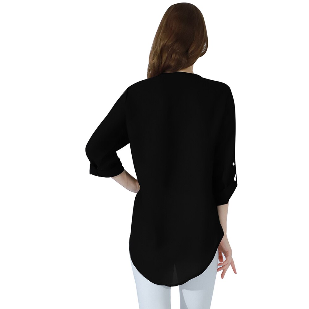 YMING Fashion Ladies Top Zipper Chiffon Top Office Casual Ladies Top Summer Ladies Top Long Sleeve Shirt Solid Color Blusas