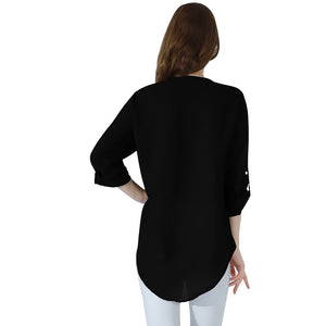 YMING Fashion Ladies Top Zipper Chiffon Top Office Casual Ladies Top Summer Ladies Top Long Sleeve Shirt Solid Color Blusas