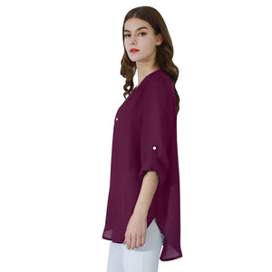 YMING Fashion Ladies Top Zipper Chiffon Top Office Casual Ladies Top Summer Ladies Top Long Sleeve Shirt Solid Color Blusas