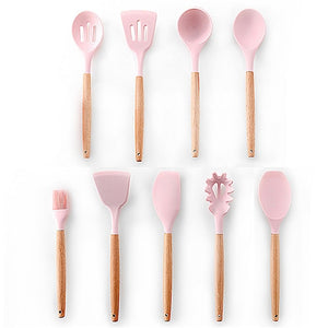 Silicone Kitchenware Cooking Utensils Set Heat Resistant Kitchen Non-Stick Cooking Utensils Baking Tools With Storage Box Tools