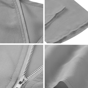 YMING Fashion Ladies Top Zipper Chiffon Top Office Casual Ladies Top Summer Ladies Top Long Sleeve Shirt Solid Color Blusas