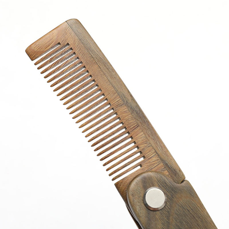 Natural Green Sandal wood Fold Comb Hair Comb For Men Beard Care  Anti-static Wooden Comb Hair Care Tools Hair Brush 1pc