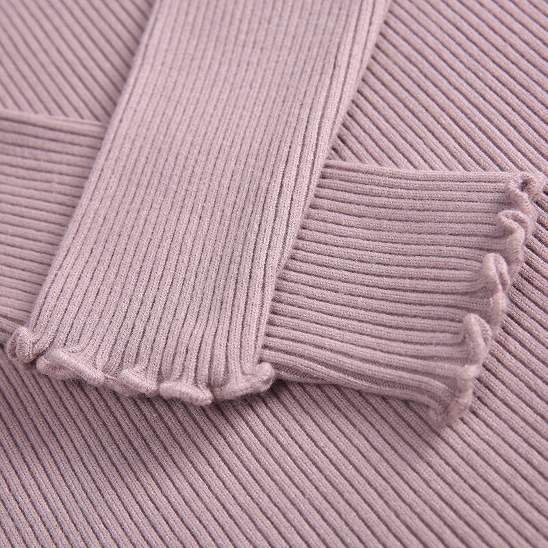 Turtleneck Ruched Women Sweater High Elastic Solid 2020 Fall Winter Fashion Sweater Women Slim Sexy Knitted Pullovers Pink White
