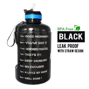 QuiFit 3.78L 2.2L 1.3L 128oz Gallon Water Bottle with Straw Clear Plastic Drinking Bottles GYM Tool Jug BPA Free Sports Cup