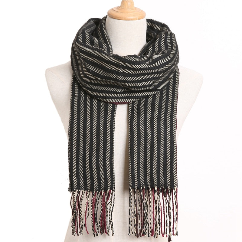 [VIANOSI] 2020 Plaid Winter Scarf Women Warm Foulard Solid Scarves Fashion Casual Scarfs Cashmere Bufandas Hombre