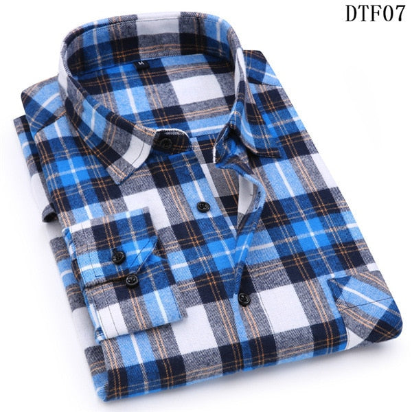 Men Flannel Plaid Shirt 100% Cotton 2020 Spring Autumn Casual Long Sleeve Shirt Soft Comfort Slim Fit Styles Brand Man Plus Size