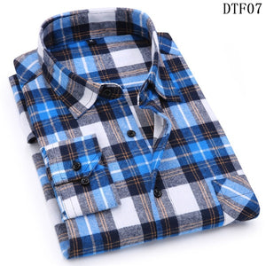 Men Flannel Plaid Shirt 100% Cotton 2020 Spring Autumn Casual Long Sleeve Shirt Soft Comfort Slim Fit Styles Brand Man Plus Size