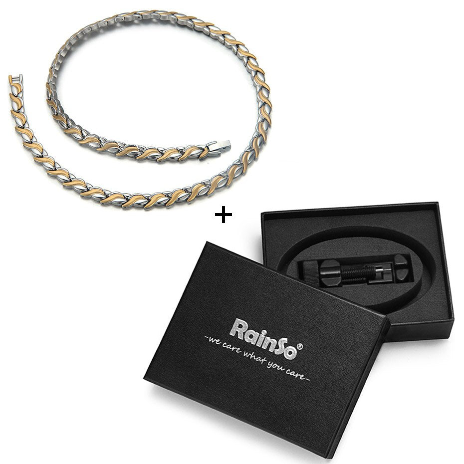 Rainso Magnetic Jewelry Set Hologram Power Necklaces Bracelets Chain & Link Classic Wedding Health Jewellry for Lady / Unisex