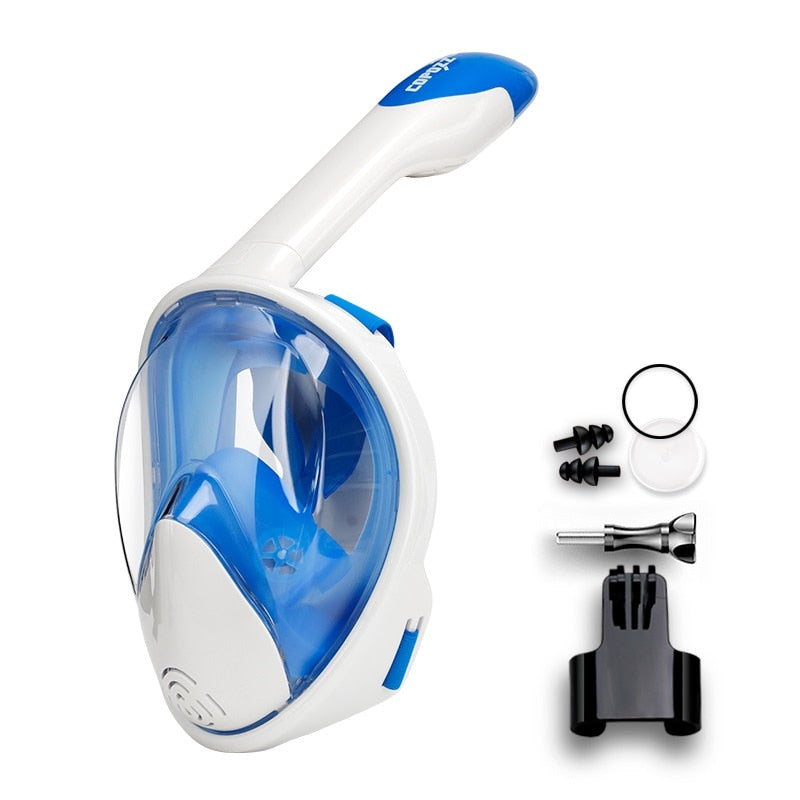 COPOZZ Full Face Scuba Diving Mask Anti Fog Goggles with Camera Mount Underwater Wide View Snorkel Swimming mask for Adult Youth