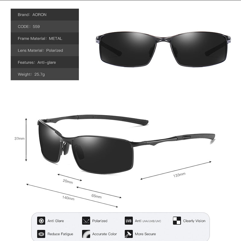 Aoron-lunettes de soleil polarisées pour hommes/femmes | Lunettes de soleil classiques et miroir pour la conduite à l'extérieur, monture métallique, lunettes UV400
