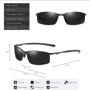 Aoron-lunettes de soleil polarisées pour hommes/femmes | Lunettes de soleil classiques et miroir pour la conduite à l'extérieur, monture métallique, lunettes UV400