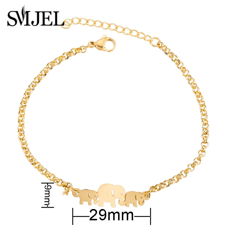 SMJEL Hot Stainless Steel Bracelet for Women Lovely Animal Butterfly Elephant Strand Bracelets Bangles Jewelry Accessories