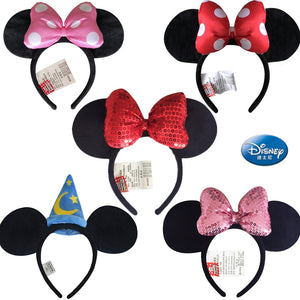 Disney Plush Mickey Mouse Minnie Mickey Disneyland Edition Headdress Hair Bands Princess Head Hoop Girls Toys for children Gift
