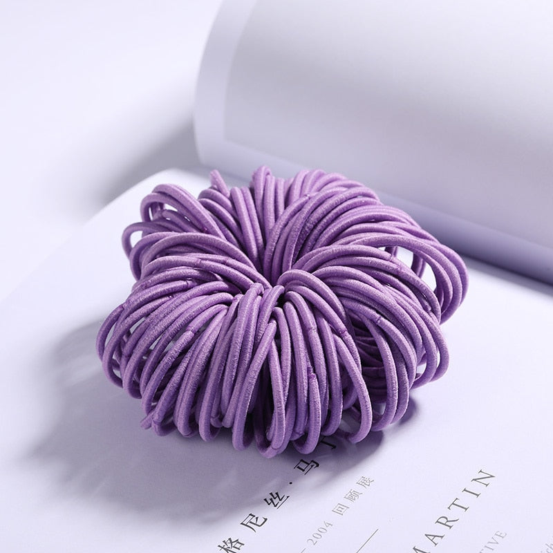 100PCS/Set Girls Candy Colors Nylon Elastic Hair Bands Children Rubber Band Headband Scrunchie Fashion Hair Accessories