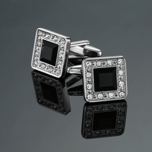 Novelty Luxury Blue white Cufflinks for Mens Brand High Quality crown Crystal gold silvery Cufflinks Shirt Cuff Links