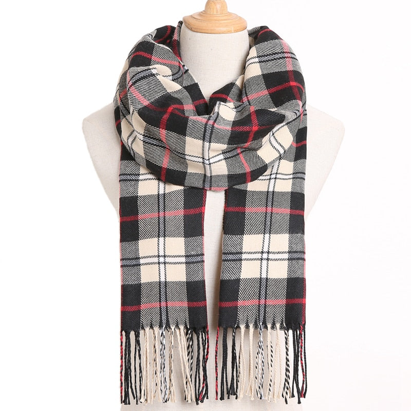 [VIANOSI] 2020 Plaid Winter Scarf Women Warm Foulard Solid Scarves Fashion Casual Scarfs Cashmere Bufandas Hombre