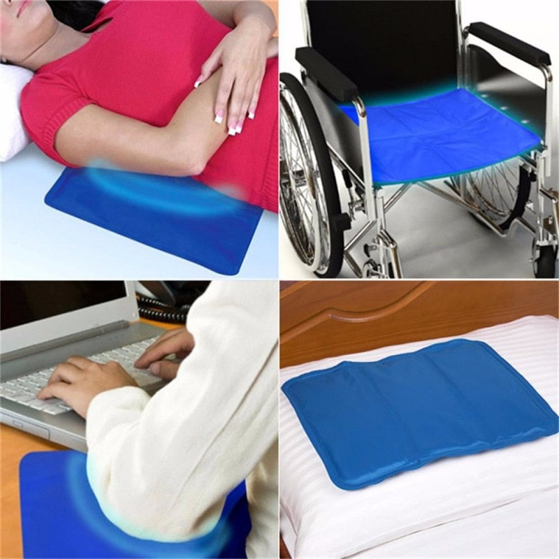 Oreiller froid glacé 1 pièce | Gel, Gel rafraîchissant, tapis d'aide Non-toxique, soulagement des muscles, tapis de couchage, oreillers de voyage, bleu eau pour le cou