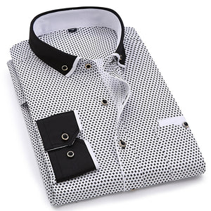 Fashion Print Casual Men Long Sleeve Shirt Stitching Fashion Pocket Design Fabric Soft Comfortable Men Dress Slim Fit Style 8XL