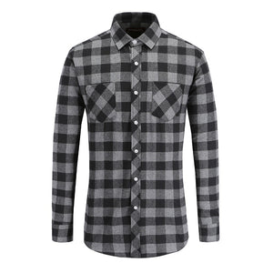 Jeetoo European/US Size Men Flannel Plaid Shirts Cotton 2021 Casual Long Sleeve Shirt Warm Comfort Regular Fit Man Blouse