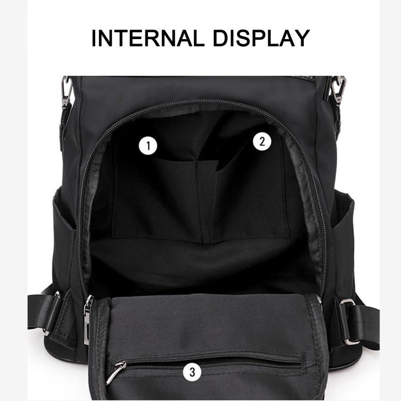 Women Anti-theft Backpack Waterproof Fabric Large Female Shoulder Bag Large Capacity Simple Style Casual Mochila Travel