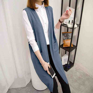 Long Coat Autumn Sleeveless Knitted Vest