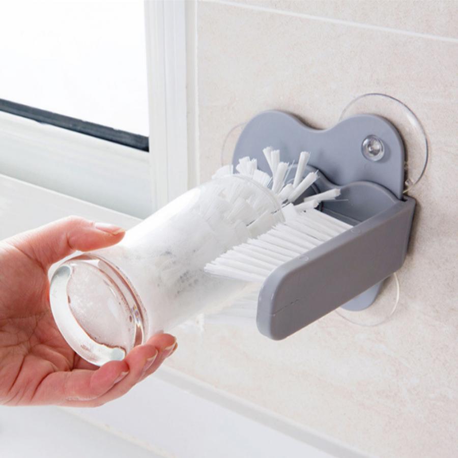 360 Degree Glass Cleaner Bottles Brush Sink Stand Drink Water Cup Scrubber Mug Wine Suction Kitchen Bottle Cup Cleaning Brush