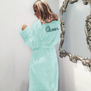 Winter Warm Flannel Bathrobe Women Knee-Length Bath Robe Soft Thick Cute Pink Bridesmaid Robes Female Dressing Gown Sleepwear