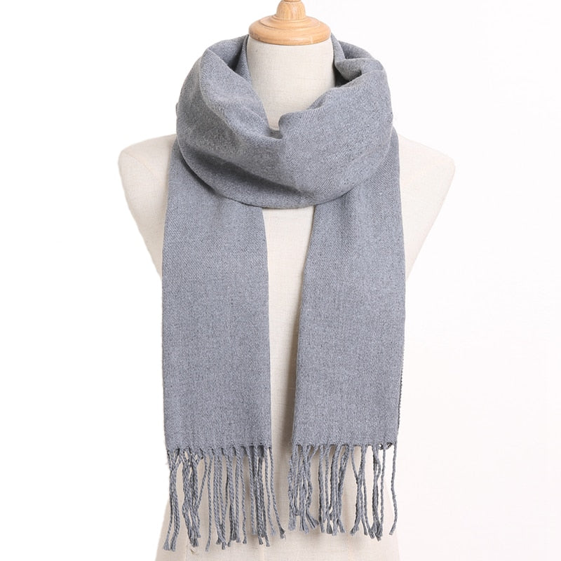 [VIANOSI] 2020 Plaid Winter Scarf Women Warm Foulard Solid Scarves Fashion Casual Scarfs Cashmere Bufandas Hombre