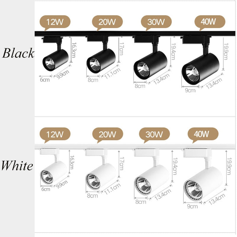 Whole Set LED Track Lights 12/20/30/40W 220V COB Track Lamp Rail Spotlights Track Lighting Fixture Spot Lights for Home Store