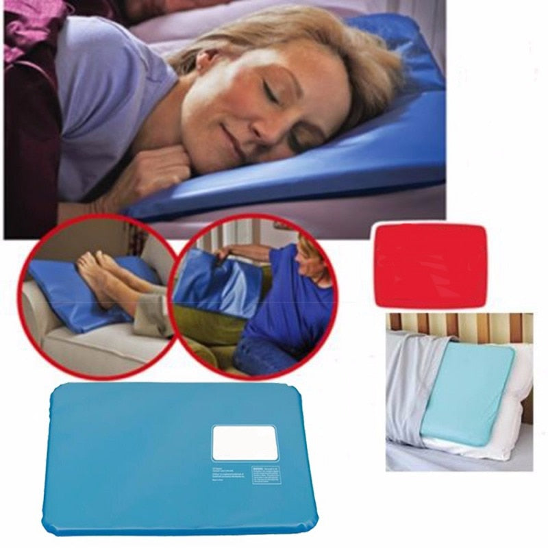 Oreiller froid glacé 1 pièce | Gel, Gel rafraîchissant, tapis d'aide Non-toxique, soulagement des muscles, tapis de couchage, oreillers de voyage, bleu eau pour le cou
