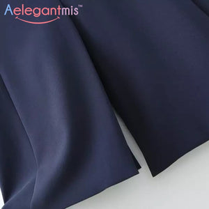 Aelegantmis Stand Collar Fashion Black Blazer Vest Women Long Waistcoat OL Elegant Cardigan Sleeveless Coat Ladies Back Slit