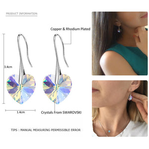 BAFFIN Drop Earrings Hanging Hearts Crystals From Swarovski For Women Party Hot Selling Silver Color Ear Jewelry Friends Gift