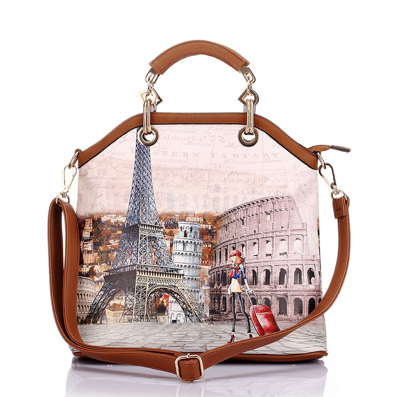 REALER woman 3 pcs printed handbag women large tote bag artificial leather shoulder messenger bags female small coin purse