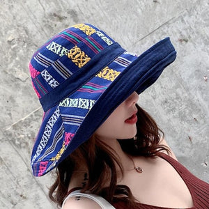 Double sided irregular Pattern Bucket Hat Women Summer Cotton Breathable Leisure Bob Caps Outdoor Sports Casual Dome Panama Cap