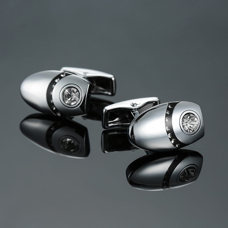 Novelty Luxury Blue white Cufflinks for Mens Brand High Quality crown Crystal gold silvery Cufflinks Shirt Cuff Links
