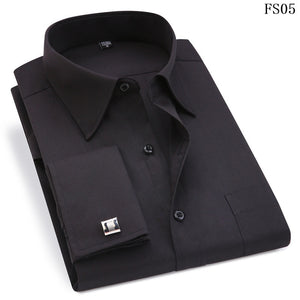 Men French Cufflinks Shirt 2020 New Men's Stripes Shirt Long Sleeve Casual Male Brand Shirts Slim Fit French Cuff Dress Shirts